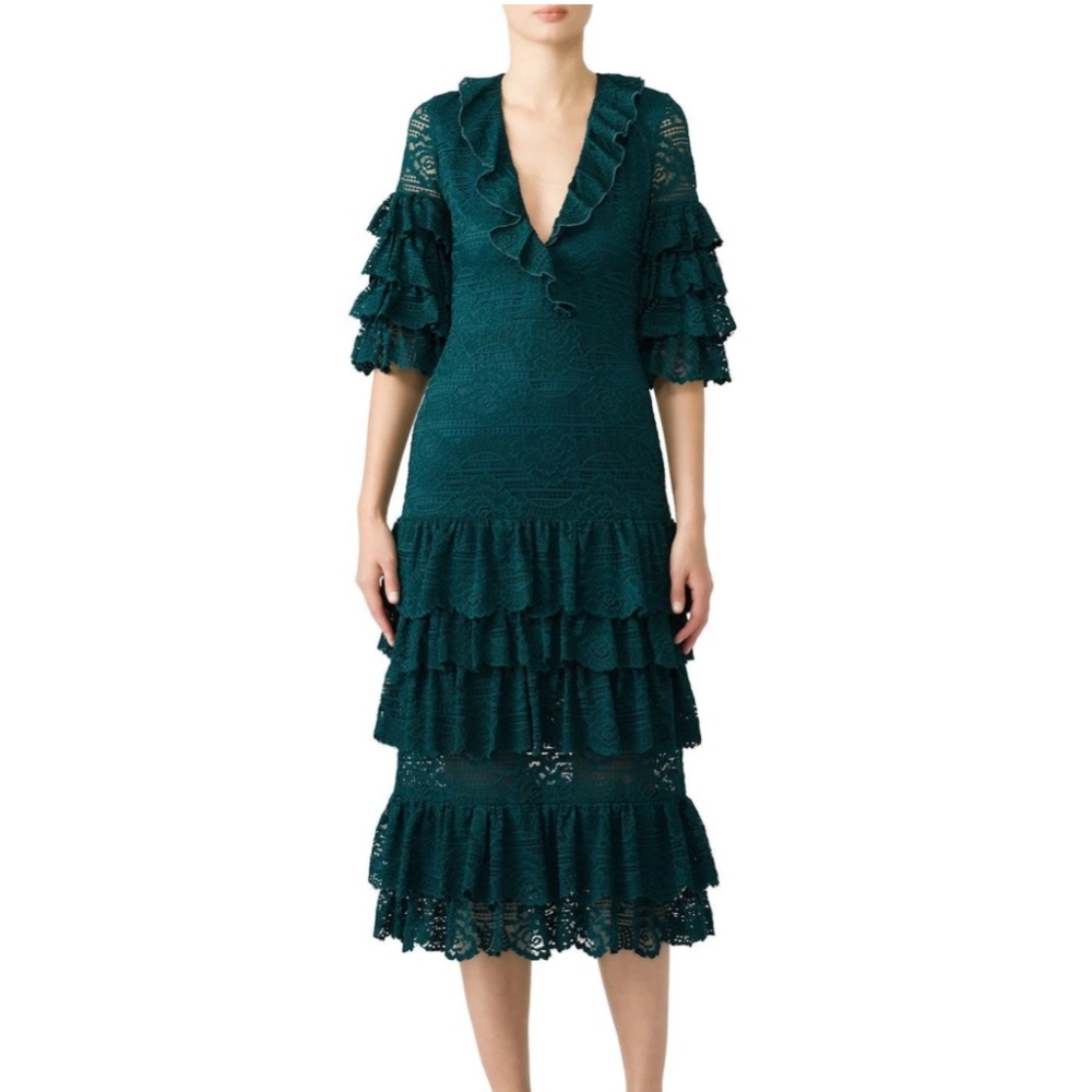 Saylor forest green midi dress M